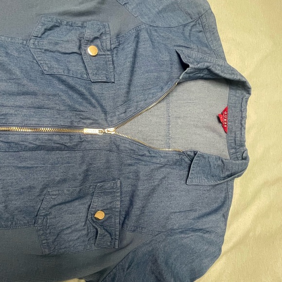 Guess Blue Shirt with Gold Accents - Picture 2 of 5